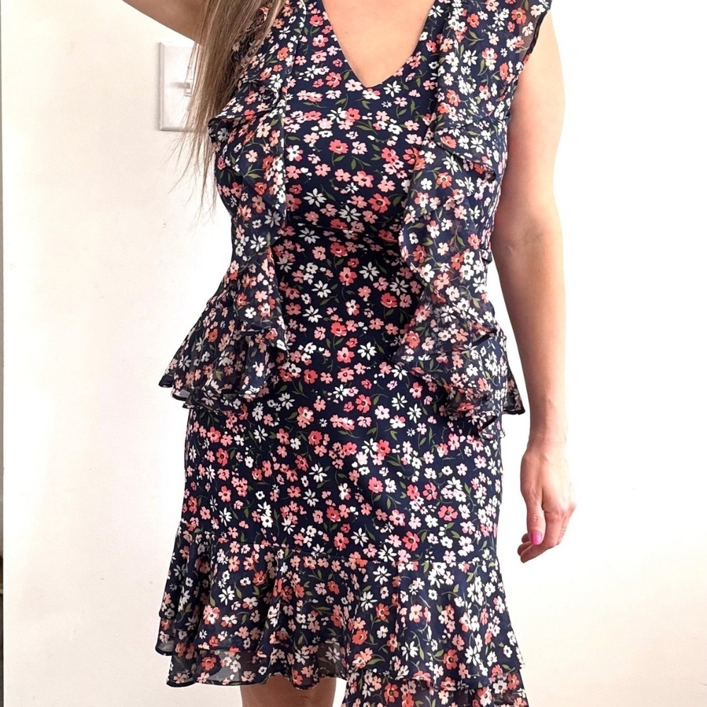 Michael Kors -Garden Patch- Floral Ruffle -Mini Dress Sz. XL